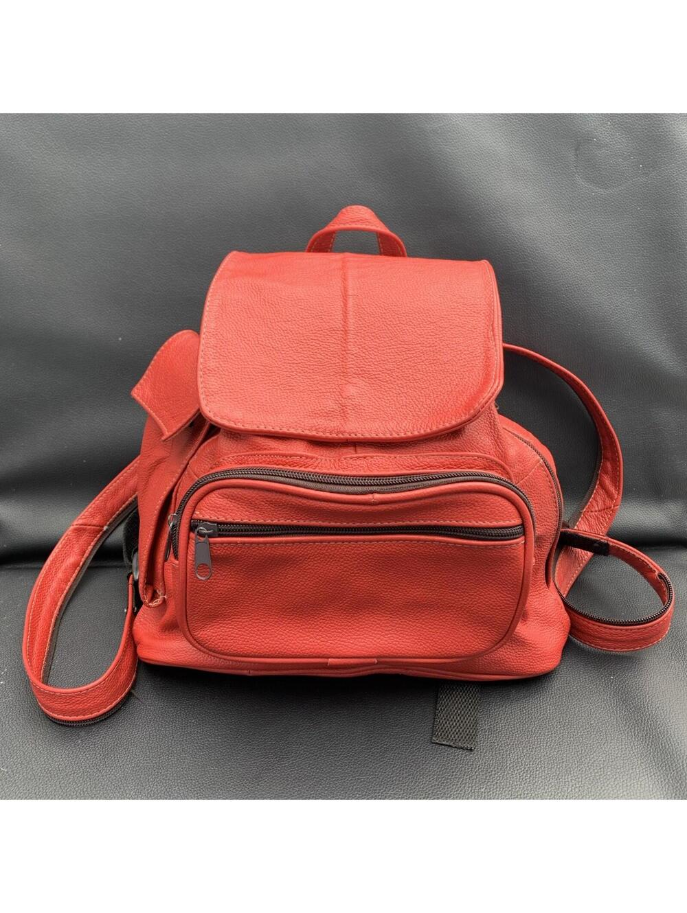 Red Genuine Leather Backpack